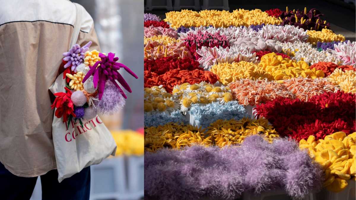 Pick a free plush flower at Rockefeller Center through Sunday