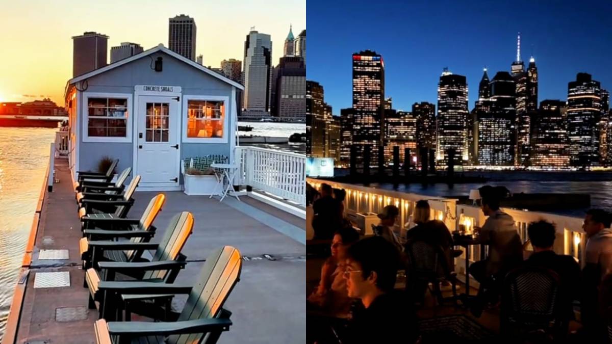 Concrete Shoals: a floating bar off Brooklyn Bridge Park that opens with a texted gate code