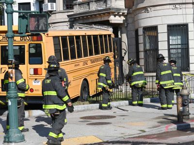 Bus with no students aboard hits Eastern Parkway home, and 26 residents must relocate