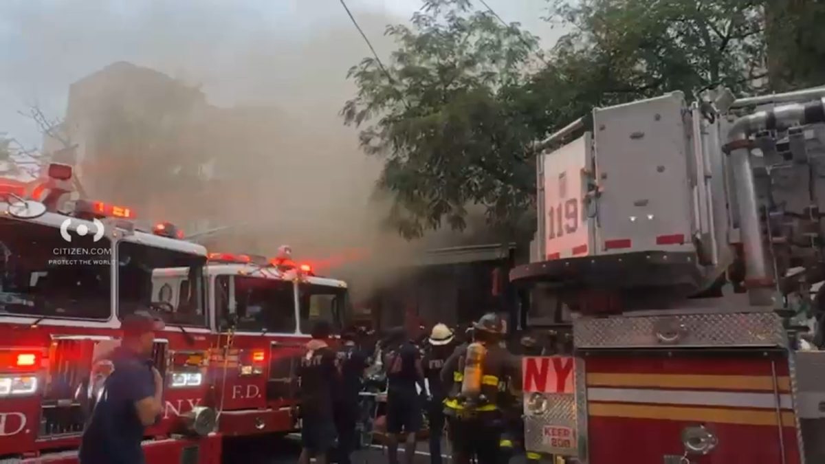 Six firefighters hurt as four-alarm blaze rips through a Williamsburg restaurant row