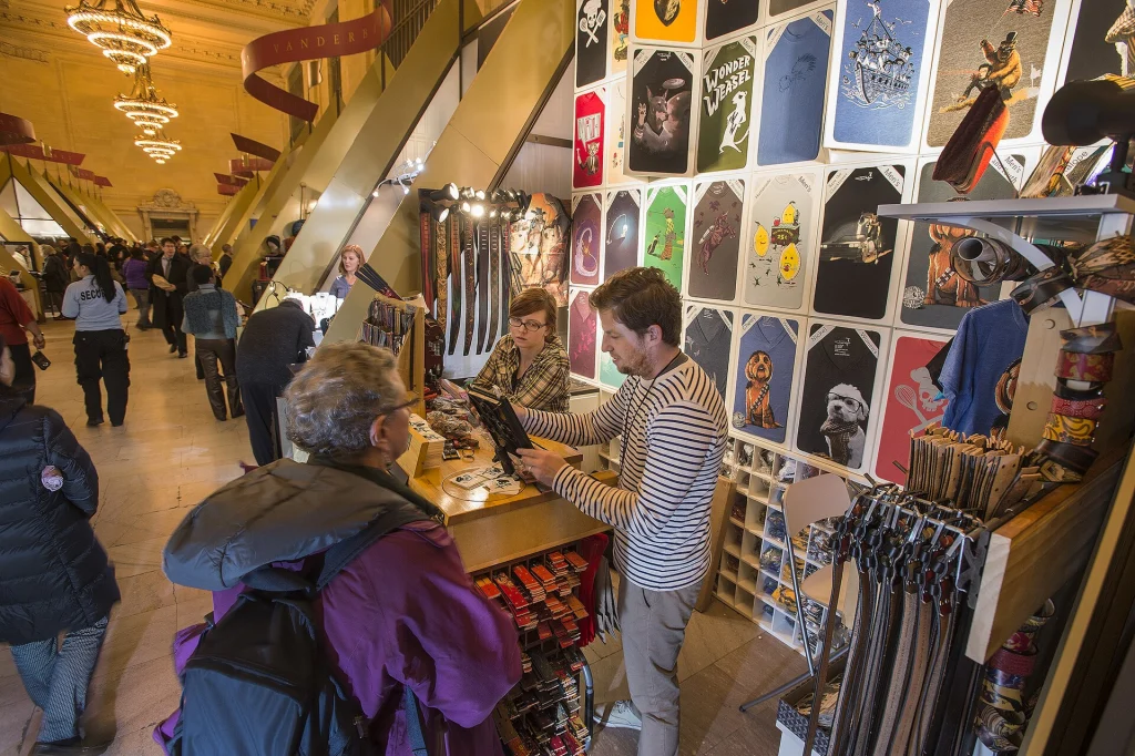 Vendor stalls at the Grand Central Holiday Fair in Vanderbilt Hall