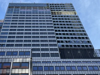 Pfizer Building fix: crews to raise sagging floors about 7 inches, starting next week